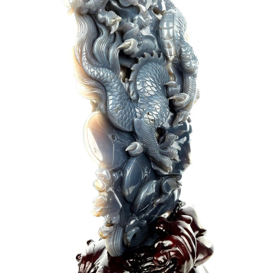 Dragon Sculpture Crystal Carving Extra Large 38 Lb, Giant Agate Amethyst Dragon Art Statue - Earth Perfection