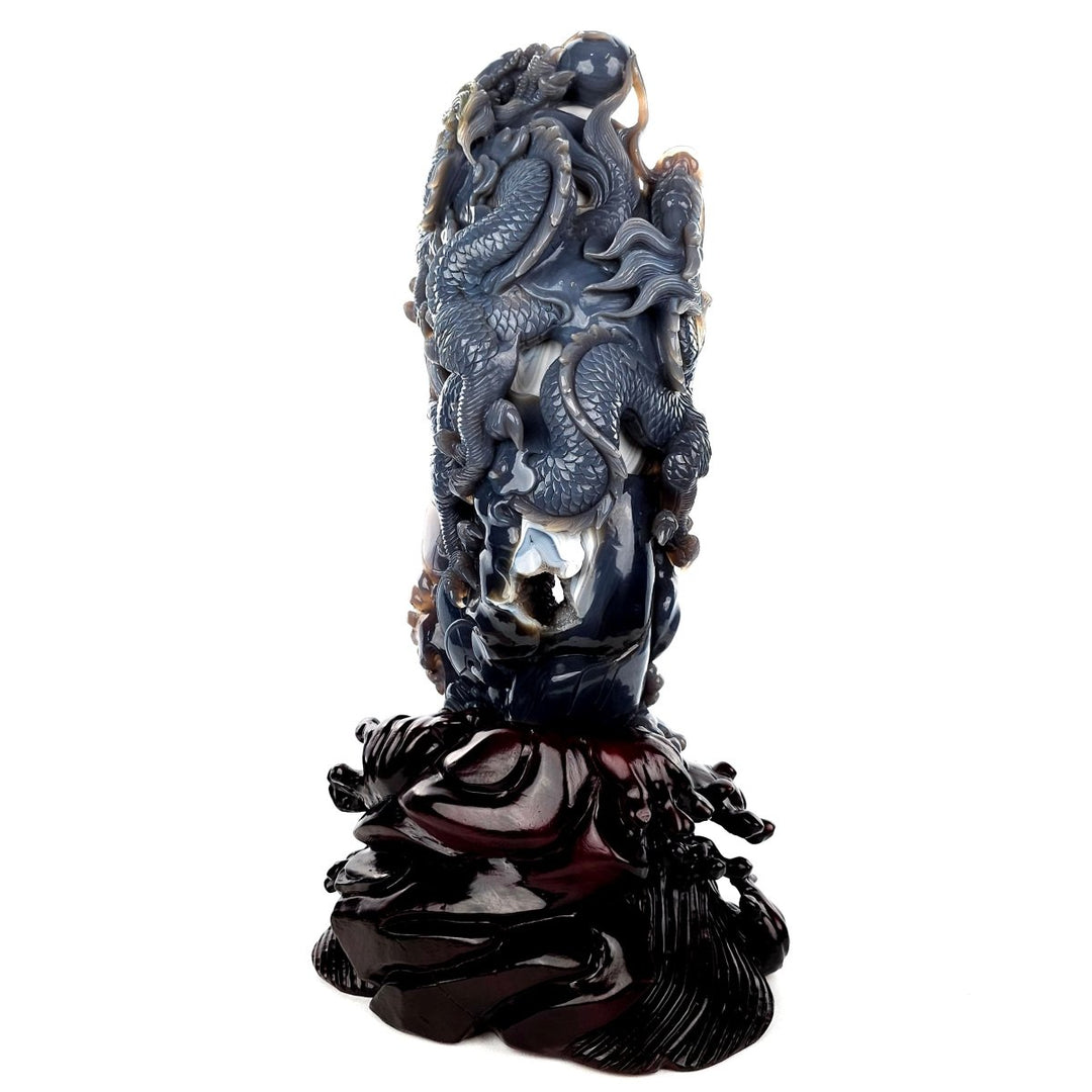 Dragon Sculpture Crystal Carving Extra Large 38 Lb, Giant Agate Amethyst Dragon Art Statue - Earth Perfection