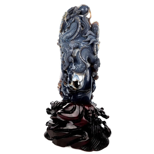 Dragon Sculpture Crystal Carving Extra Large 38 Lb, Giant Agate Amethyst Dragon Art Statue - Earth Perfection
