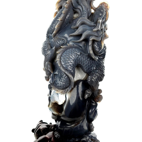 Dragon Sculpture Crystal Carving Extra Large 38 Lb, Giant Agate Amethyst Dragon Art Statue - Earth Perfection