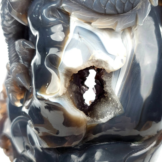 Dragon Sculpture Crystal Carving Extra Large 38 Lb, Giant Agate Amethyst Dragon Art Statue - Earth Perfection