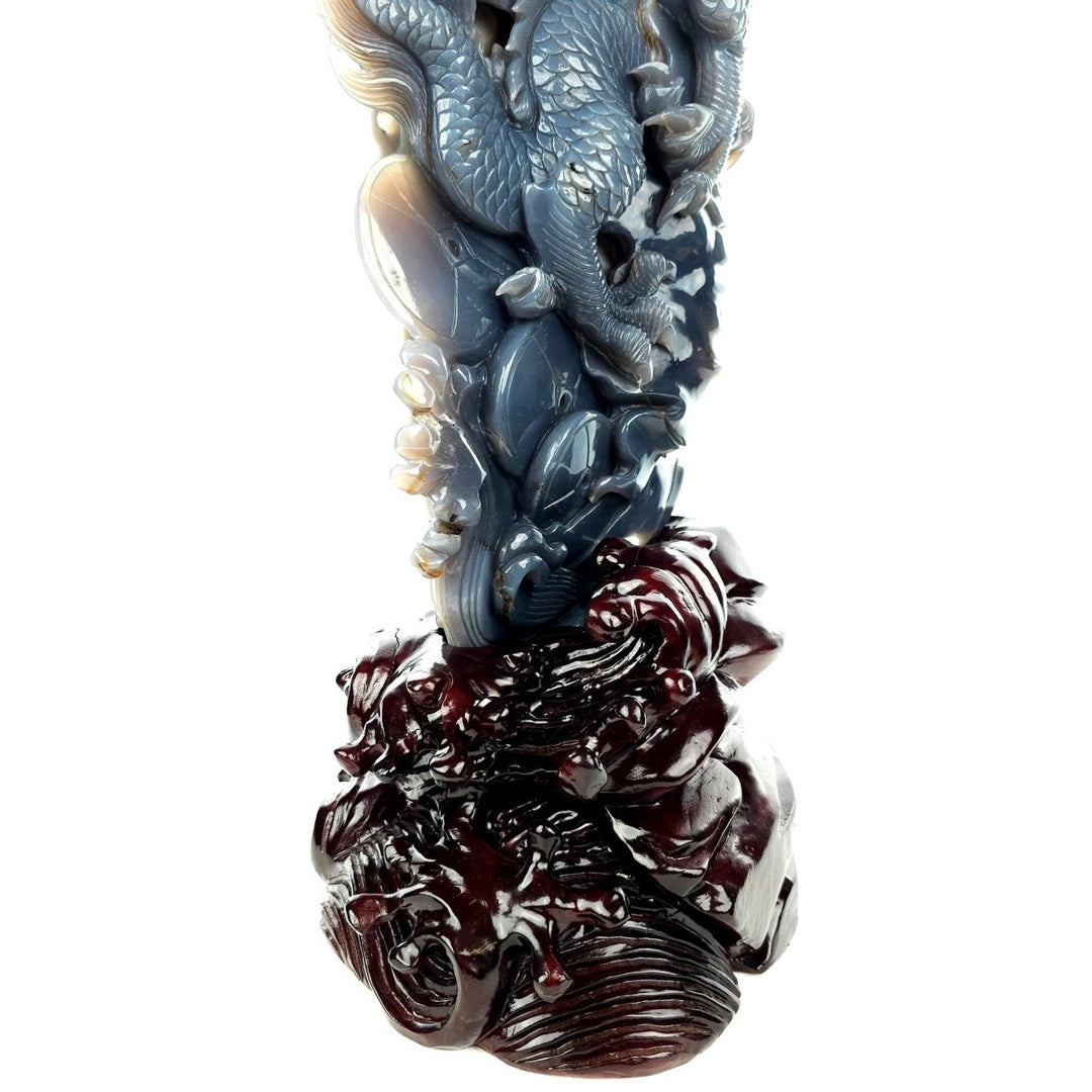 Dragon Sculpture Crystal Carving Extra Large 38 Lb, Giant Agate Amethyst Dragon Art Statue - Earth Perfection
