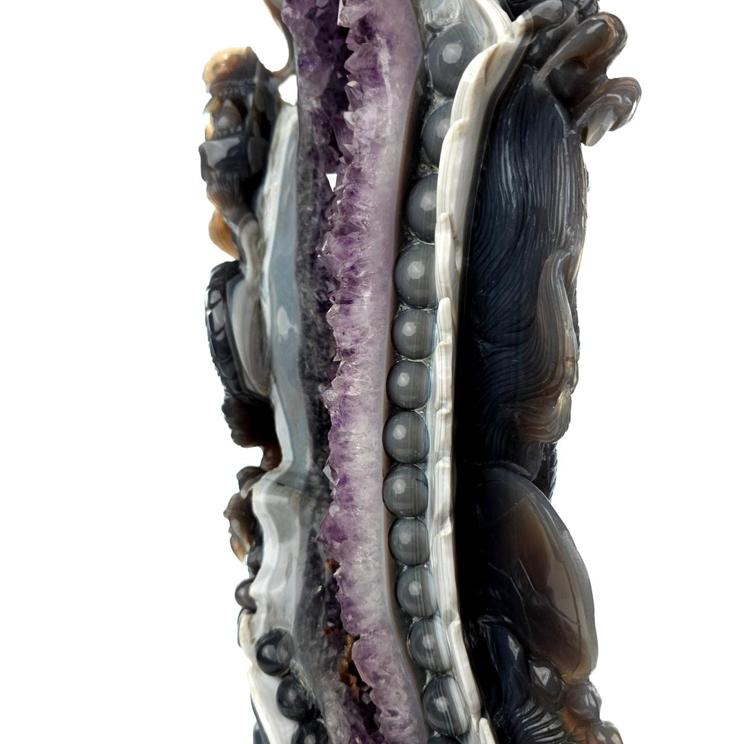 Dragon Sculpture Crystal Carving Extra Large 38 Lb, Giant Agate Amethyst Dragon Art Statue - Earth Perfection