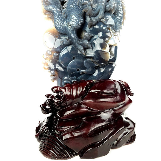 Dragon Sculpture Crystal Carving Extra Large 38 Lb, Giant Agate Amethyst Dragon Art Statue - Earth Perfection