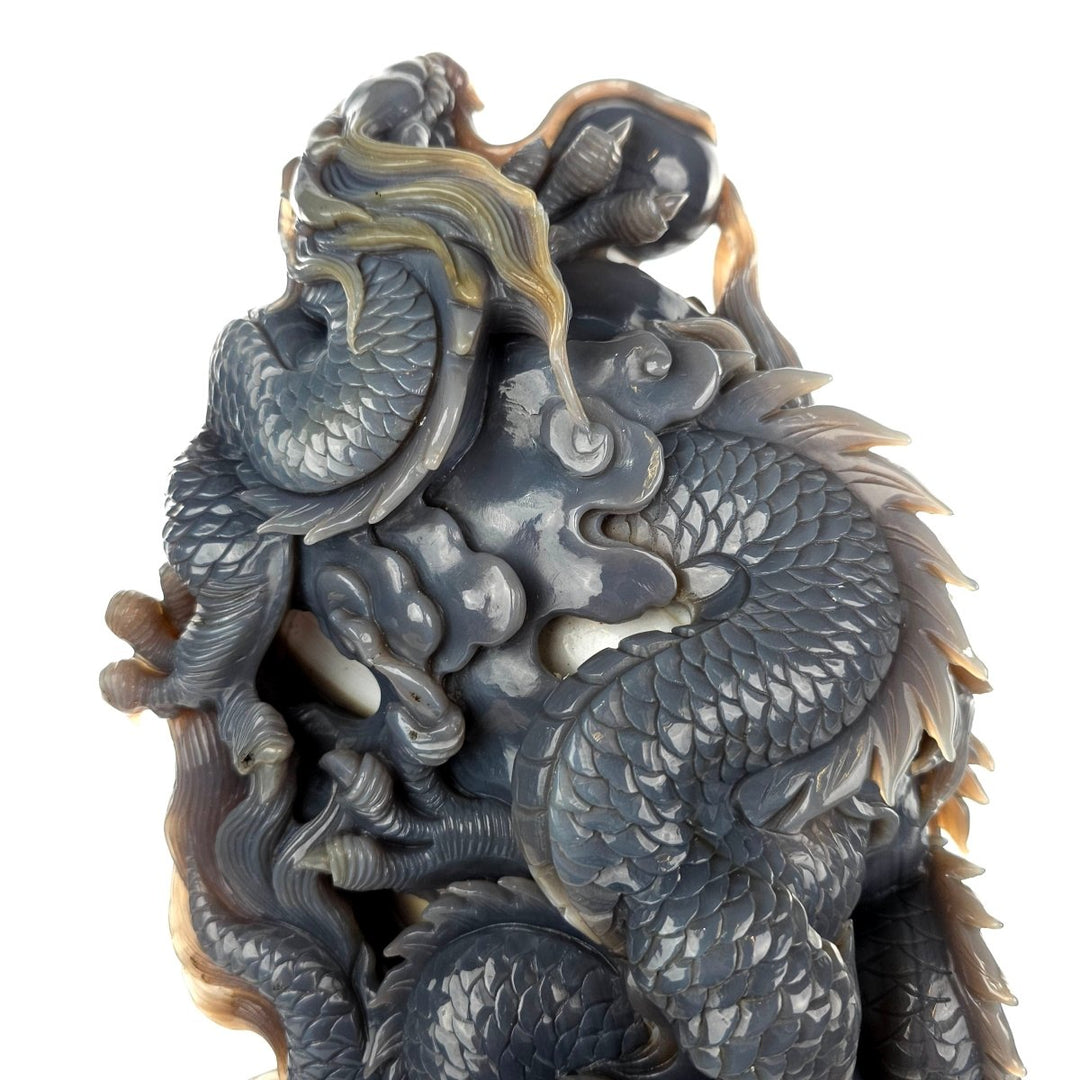 Dragon Sculpture Crystal Carving Extra Large 38 Lb, Giant Agate Amethyst Dragon Art Statue - Earth Perfection
