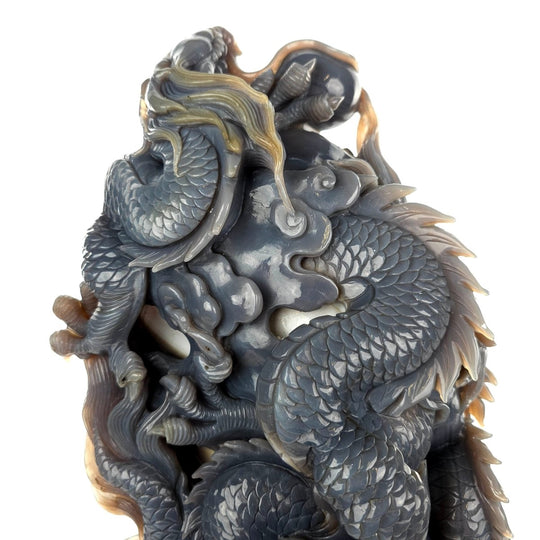 Dragon Sculpture Crystal Carving Extra Large 38 Lb, Giant Agate Amethyst Dragon Art Statue - Earth Perfection