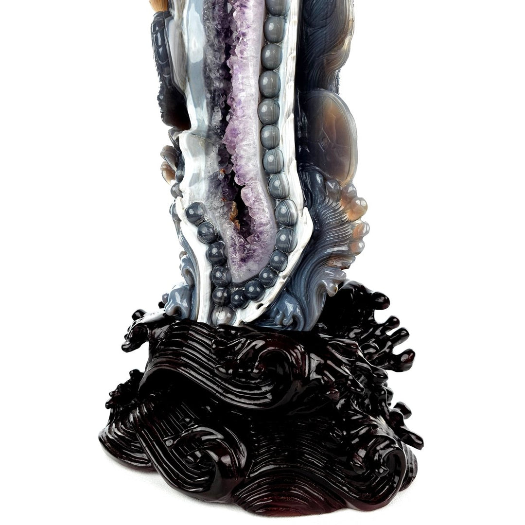Dragon Sculpture Crystal Carving Extra Large 38 Lb, Giant Agate Amethyst Dragon Art Statue - Earth Perfection