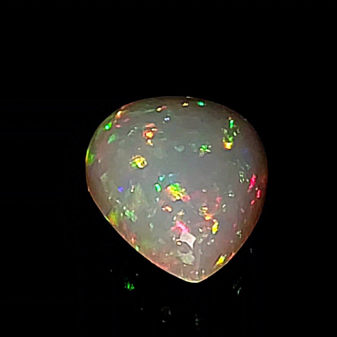 Ethiopian Welo Opal Extra Large 14 Cts! Natural Crystal Rasta & Rainbow Pear Cabochon Opal! - Earth Perfection