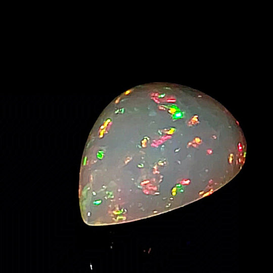 Ethiopian Welo Opal Extra Large 14 Cts! Natural Crystal Rasta & Rainbow Pear Cabochon Opal! - Earth Perfection
