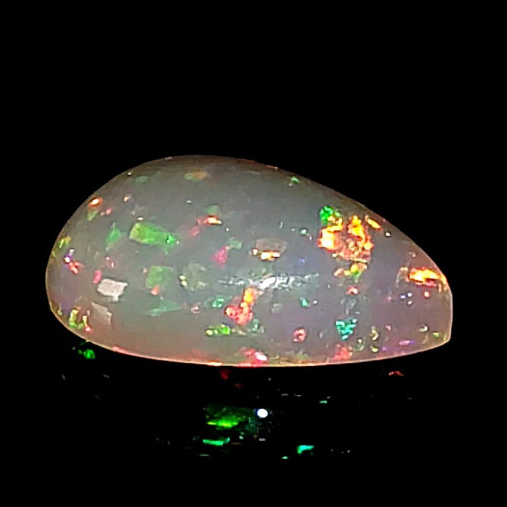 Ethiopian Welo Opal Extra Large 14 Cts! Natural Crystal Rasta & Rainbow Pear Cabochon Opal! - Earth Perfection