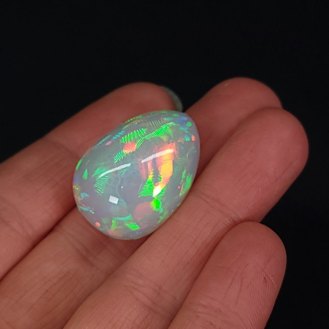 Ethiopian Welo Opal Extra Large 42 Cts! Natural Crystal Rainbow Pear Cabochon Opal! - Earth Perfection