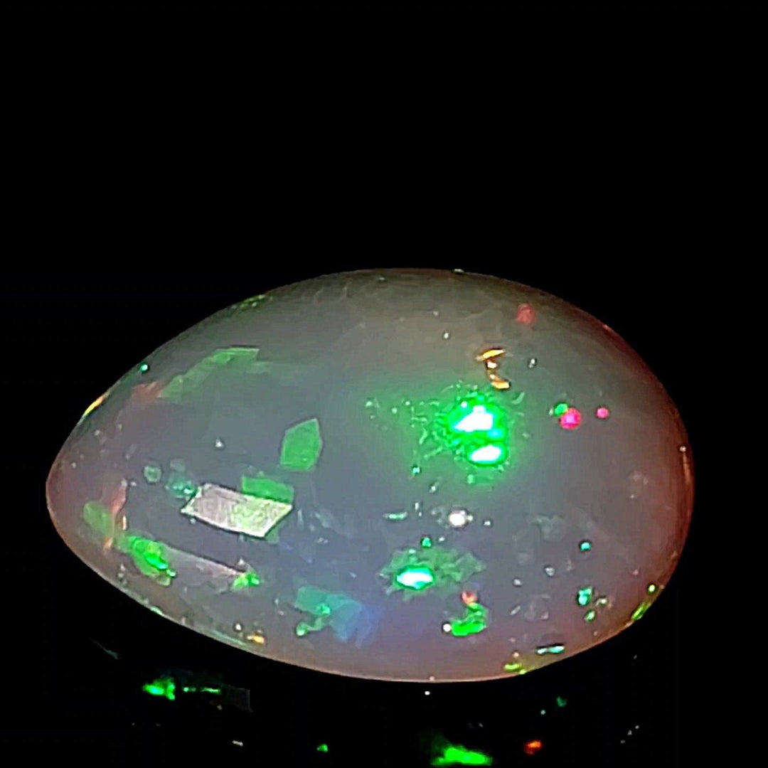 Ethiopian Welo Opal Extra Large 42 Cts! Natural Crystal Rainbow Pear Cabochon Opal! - Earth Perfection