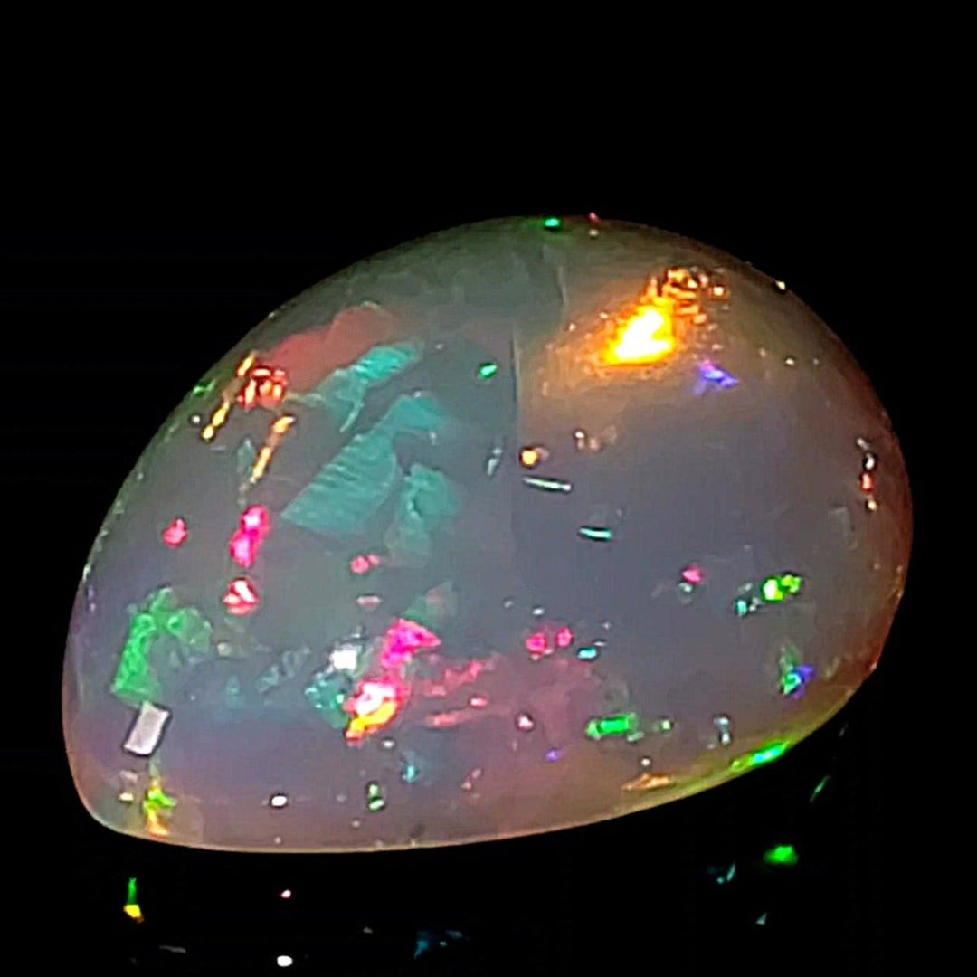 Ethiopian Welo Opal Extra Large 42 Cts! Natural Crystal Rainbow Pear Cabochon Opal! - Earth Perfection