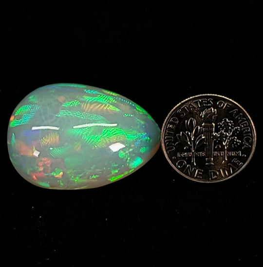 Ethiopian Welo Opal Extra Large 42 Cts! Natural Crystal Rainbow Pear Cabochon Opal! - Earth Perfection