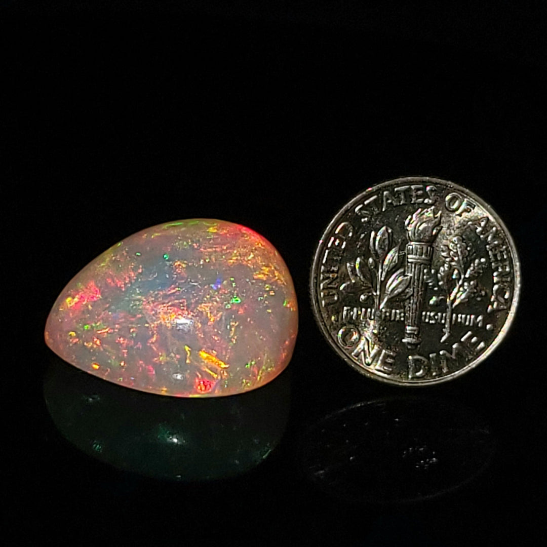 Ethiopian Welo Opal Large 19 Cts! Cosmic Galaxy Fire Opal, Crystal Rainbow Pear Gemstone! - Earth Perfection