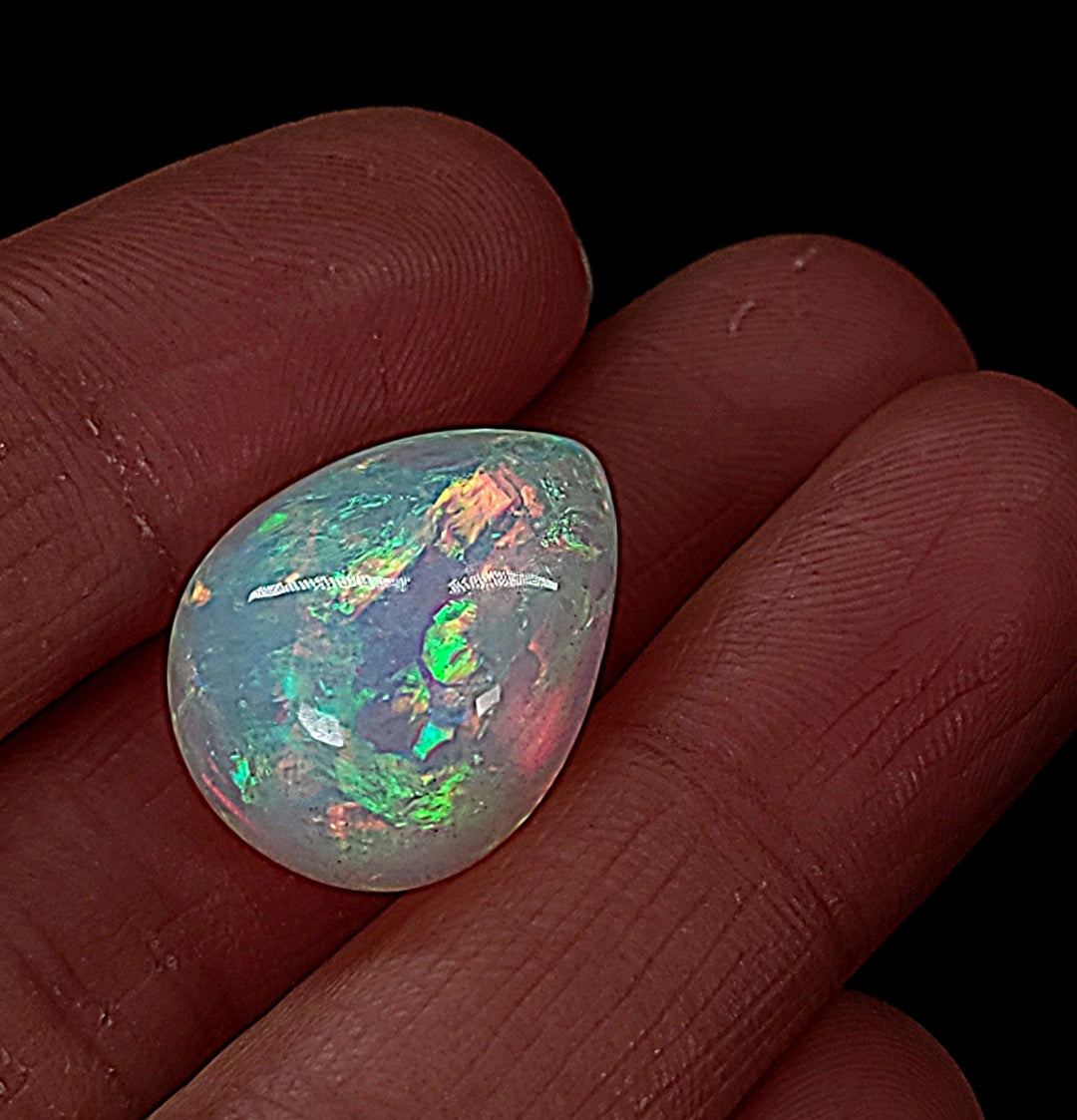 Ethiopian Welo Opal Large 19 Cts! Cosmic Galaxy Fire Opal, Crystal Rainbow Pear Gemstone! - Earth Perfection