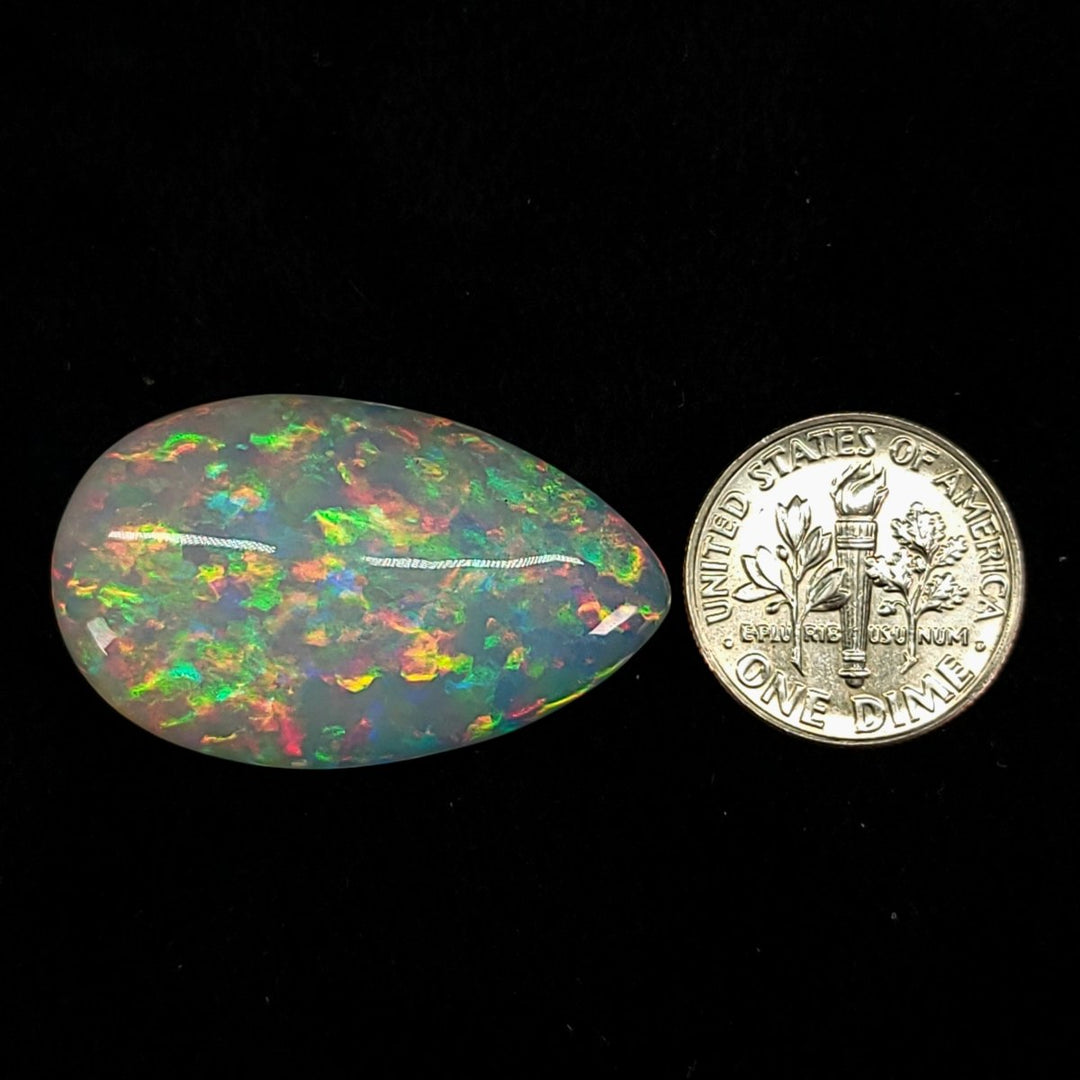 Ethiopian Welo Opal Large 22 Cts! Natural Crystal Rainbow Pear Shaped Opal Gemstone! - Earth Perfection