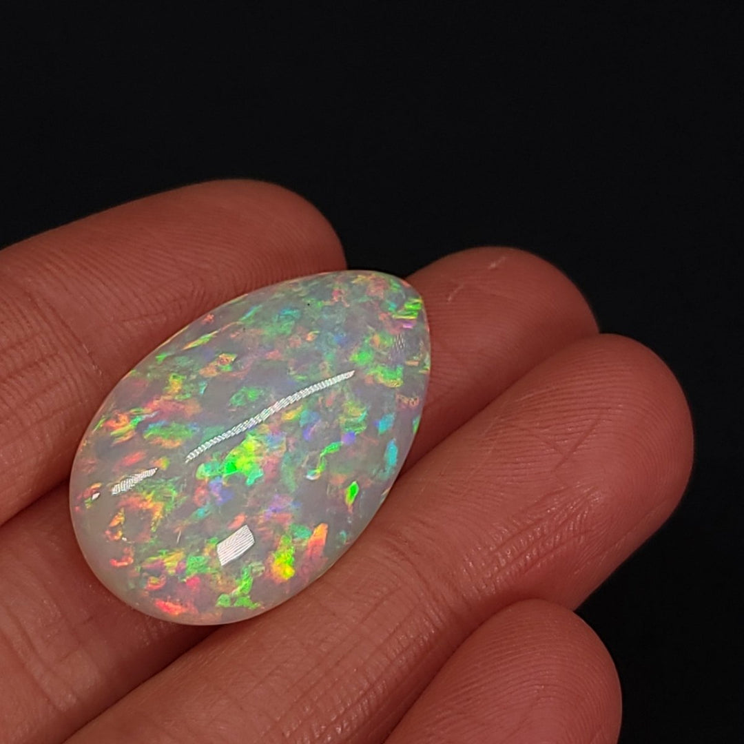 Ethiopian Welo Opal Large 22 Cts! Natural Crystal Rainbow Pear Shaped Opal Gemstone! - Earth Perfection