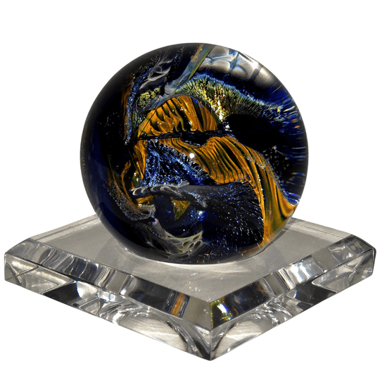 Glass Cosmic Sphere With Opal, Large Hand - Blown Glass Office Decor, Vortex Galaxy Orb - Earth Perfection