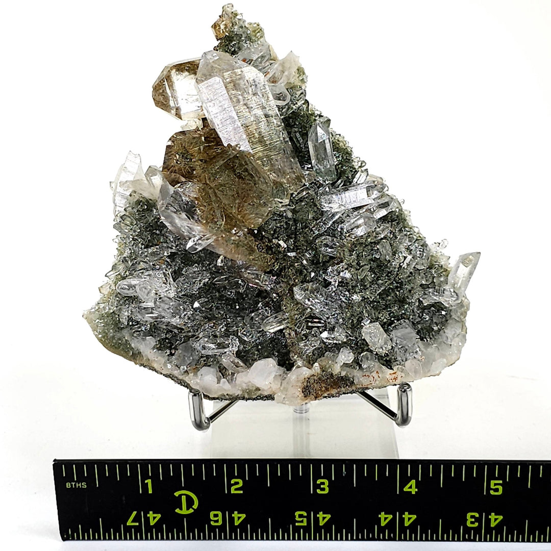 Gold Rutilated Himalayan Quartz Crystal Cluster, Green Chlorite Skeletal Quartz Floater Mineral Specimen - Earth Perfection