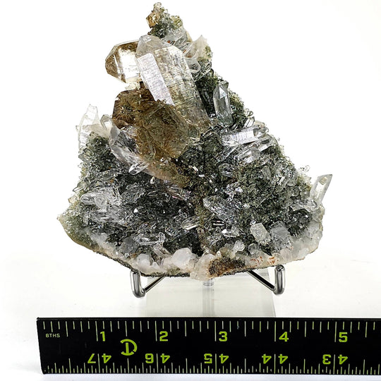 Gold Rutilated Himalayan Quartz Crystal Cluster, Green Chlorite Skeletal Quartz Floater Mineral Specimen - Earth Perfection