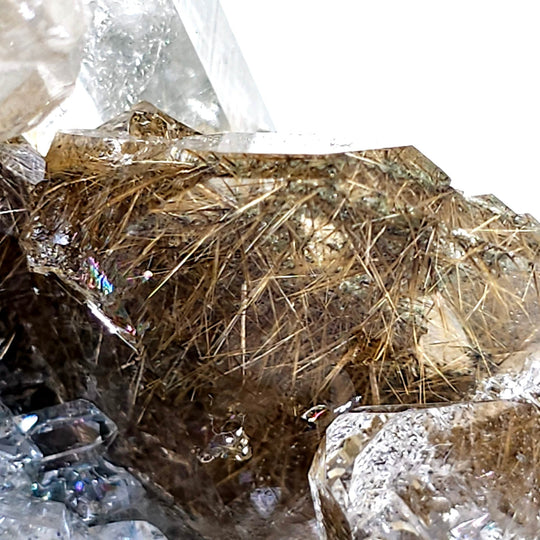Gold Rutilated Himalayan Quartz Crystal Cluster, Green Chlorite Skeletal Quartz Floater Mineral Specimen - Earth Perfection