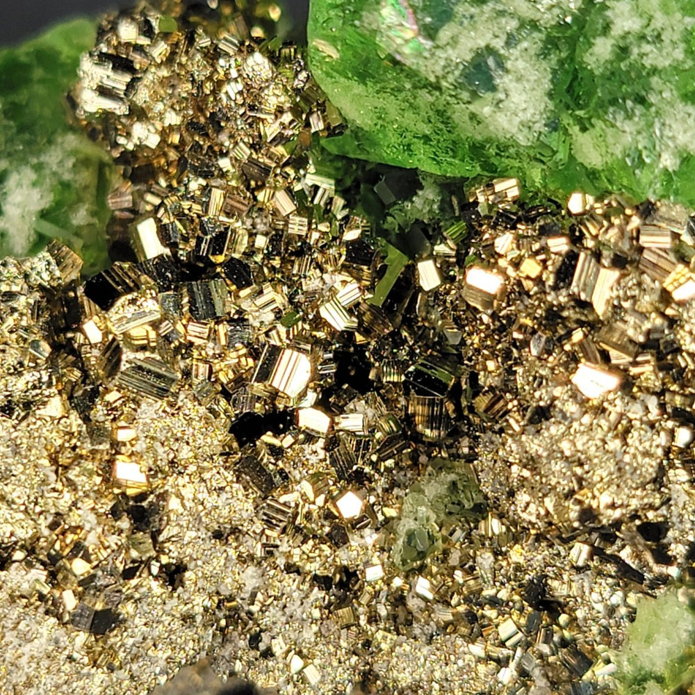 Green Fluorite Pyrite Sphalerite Mineral Specimen Large 3" Crystal Cluster Stone - Earth Perfection