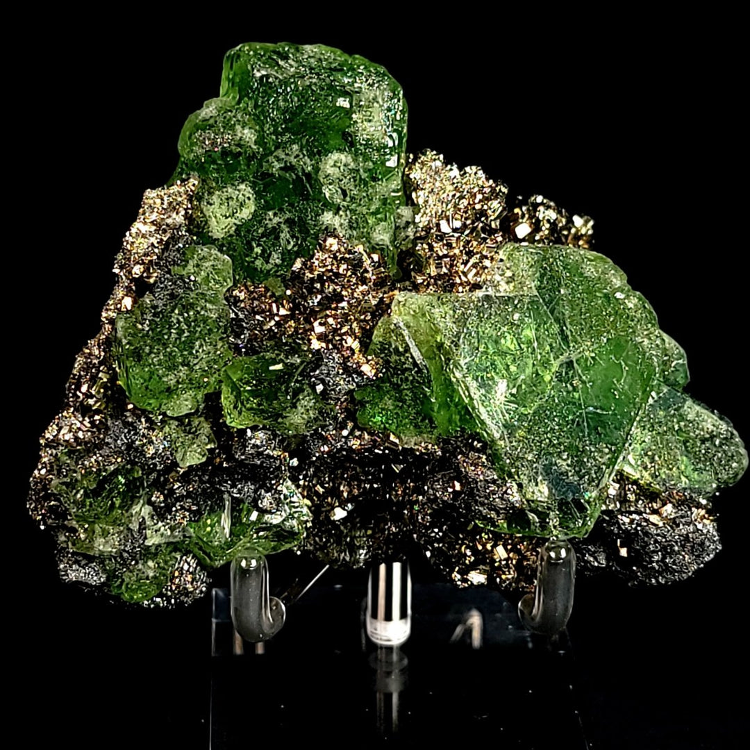 Green Fluorite Pyrite Sphalerite Mineral Specimen Large 3" Crystal Cluster Stone - Earth Perfection
