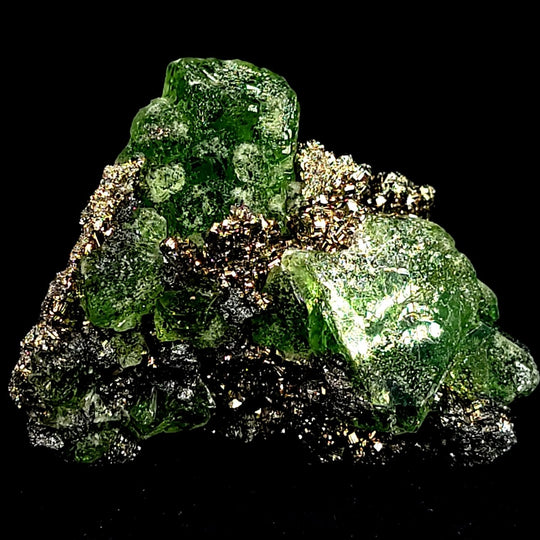 Green Fluorite Pyrite Sphalerite Mineral Specimen Large 3" Crystal Cluster Stone - Earth Perfection