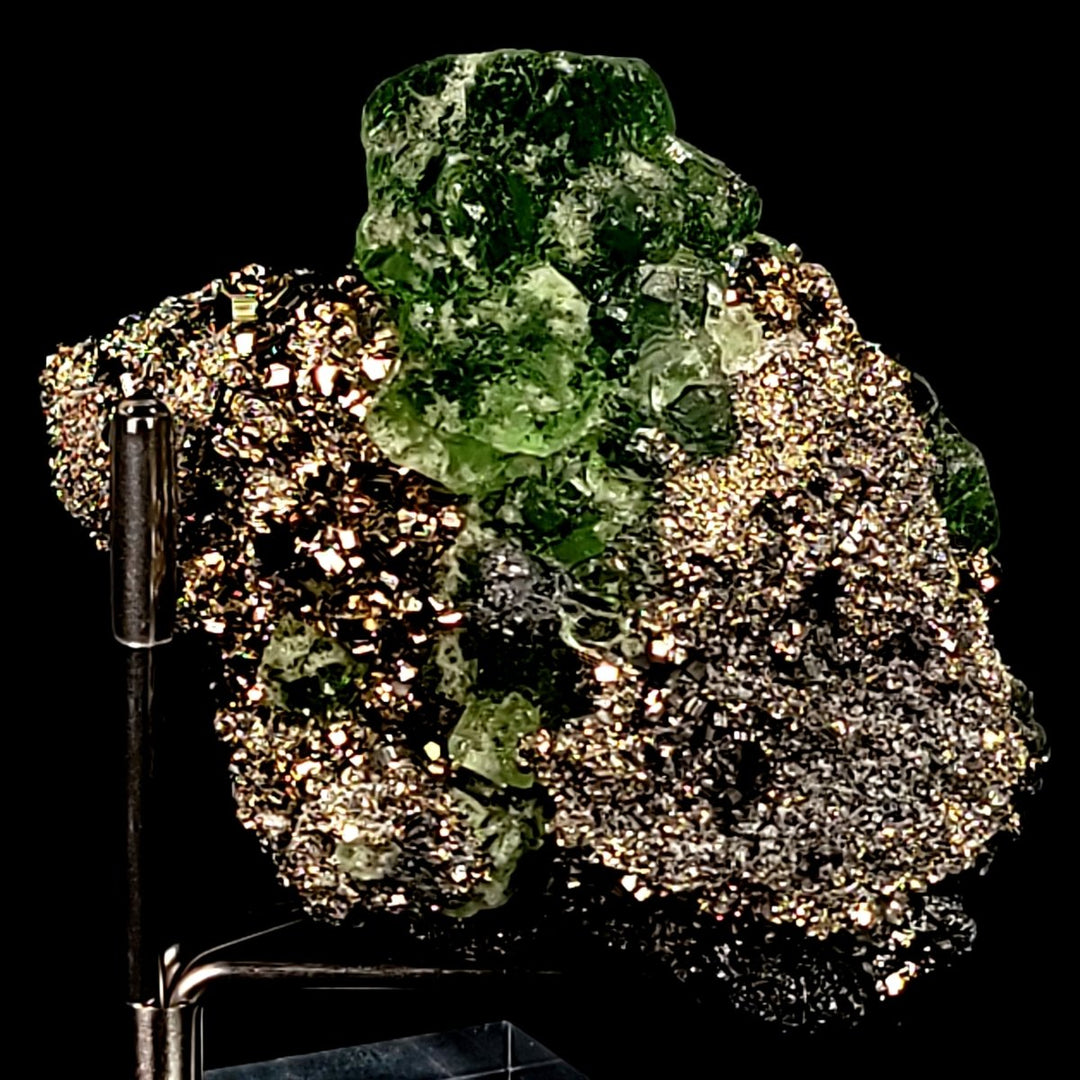 Green Fluorite Pyrite Sphalerite Mineral Specimen Large 3" Crystal Cluster Stone - Earth Perfection