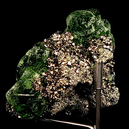 Green Fluorite Pyrite Sphalerite Mineral Specimen Large 3" Crystal Cluster Stone - Earth Perfection