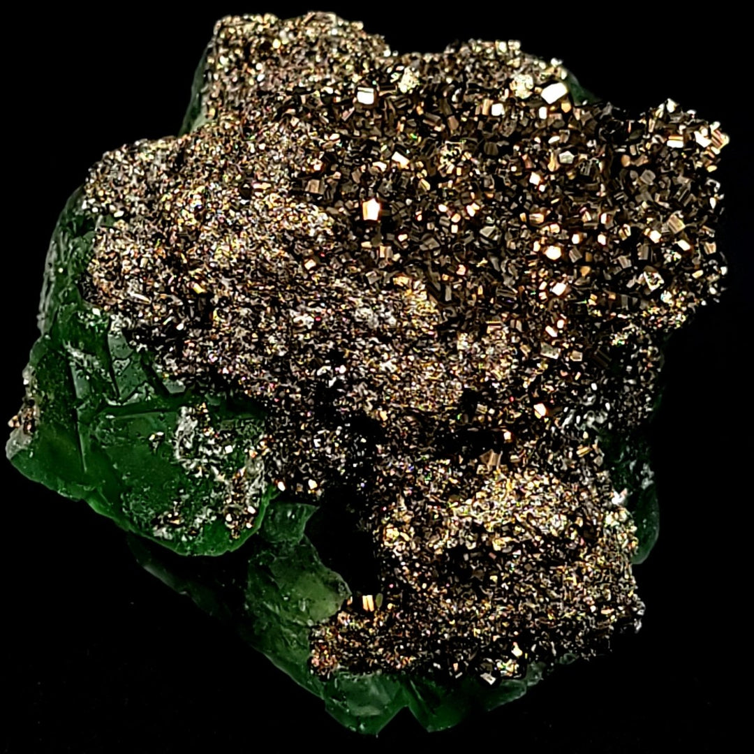 Green Octahedral Fluorite Crystal With Pyritohedron Pyrite Stone And Sphalerite Large Cabinet 3.5" Mineral Specimen - Earth Perfection
