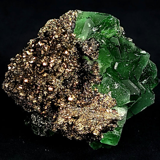 Green Octahedral Fluorite Crystal With Pyritohedron Pyrite Stone And Sphalerite Large Cabinet 3.5" Mineral Specimen - Earth Perfection
