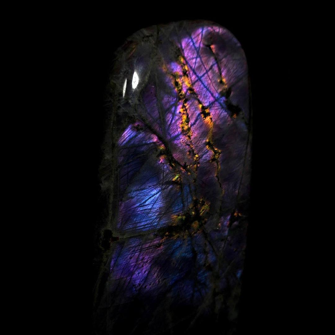 Labradorite Crystal Slab, Purple Flashy Large 11.3 Lb, Spectrolite Stone Slice - Earth Perfection