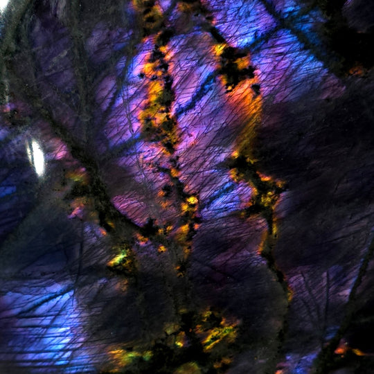 Labradorite Crystal Slab, Purple Flashy Large 11.3 Lb, Spectrolite Stone Slice - Earth Perfection