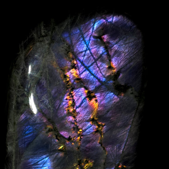Labradorite Crystal Slab, Purple Flashy Large 11.3 Lb, Spectrolite Stone Slice - Earth Perfection