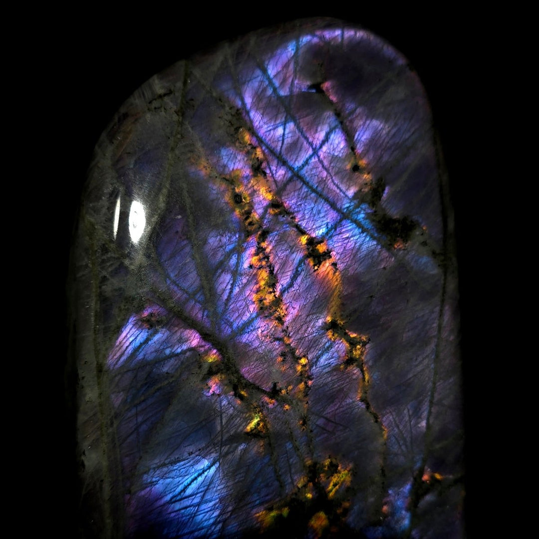 Labradorite Crystal Slab, Purple Flashy Large 11.3 Lb, Spectrolite Stone Slice - Earth Perfection