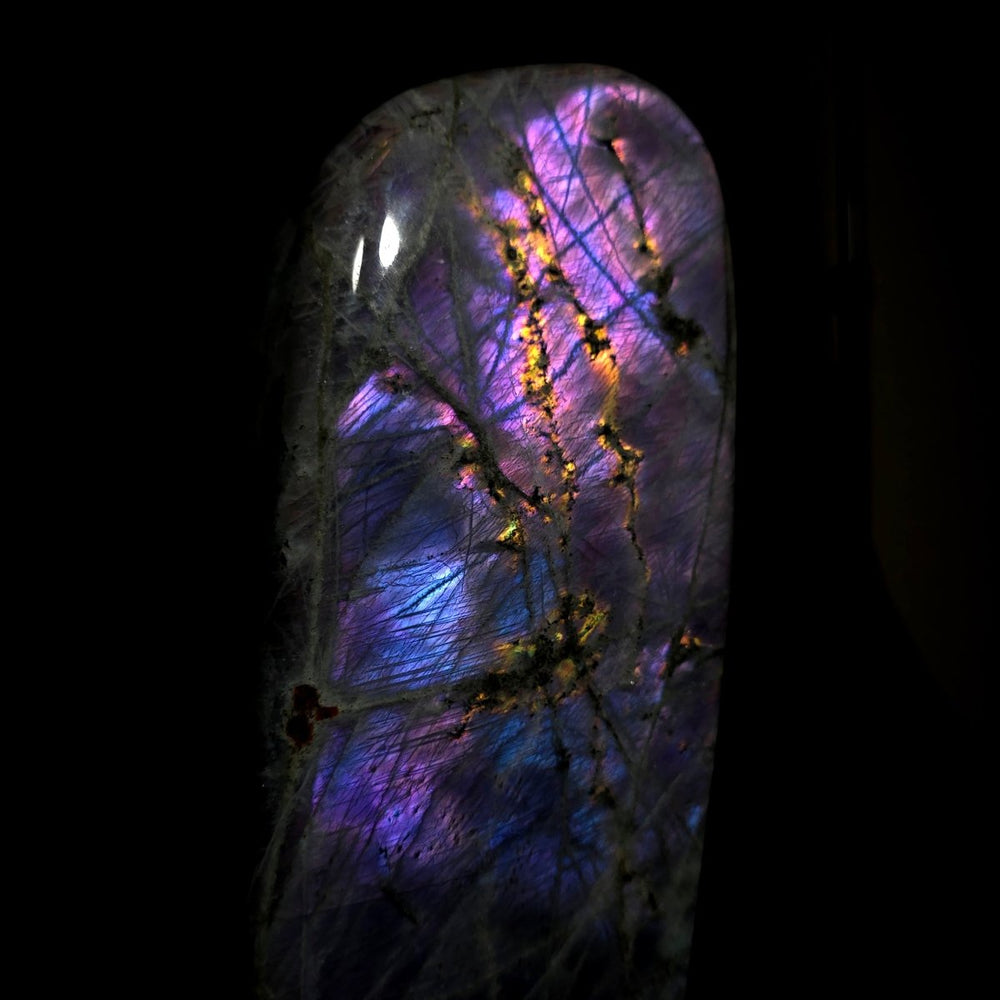 Labradorite Crystal Slab, Purple Flashy Large 11.3 Lb, Spectrolite Stone Slice - Earth Perfection