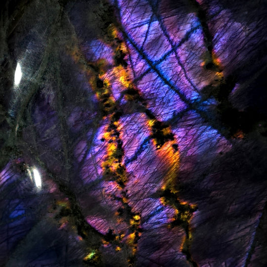 Labradorite Crystal Slab, Purple Flashy Large 11.3 Lb, Spectrolite Stone Slice - Earth Perfection