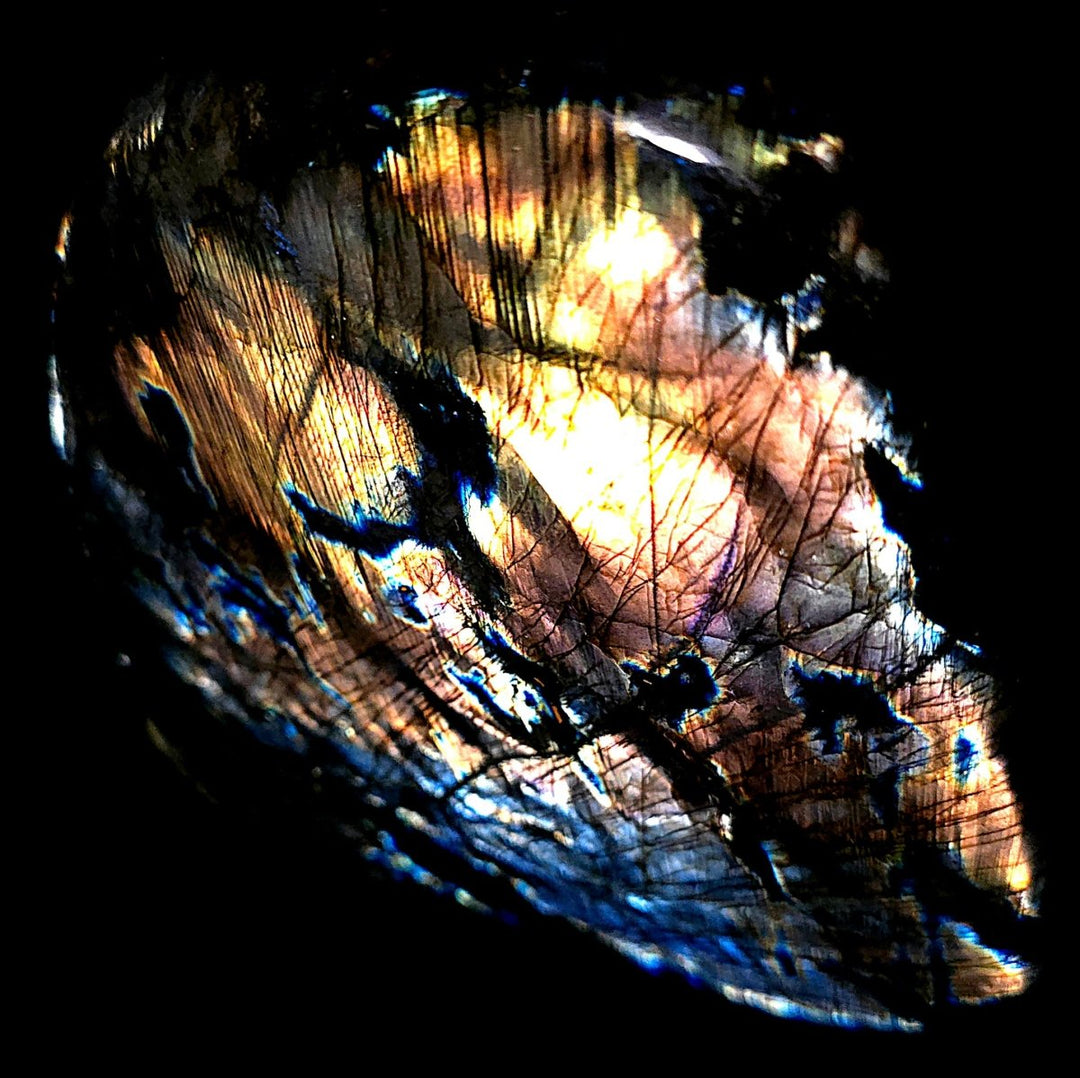 Labradorite Slab Freeform Large 8.8 Lbs Sunset Rainbow Spectrolite Crystal - Earth Perfection