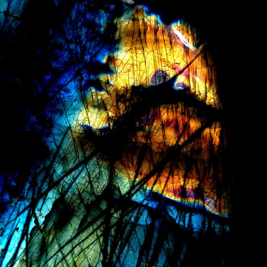 Labradorite Slice Large 13 Lb Spectrolite Gemstone, Rainbow Sunset Crystal Slab Freeform - Earth Perfection