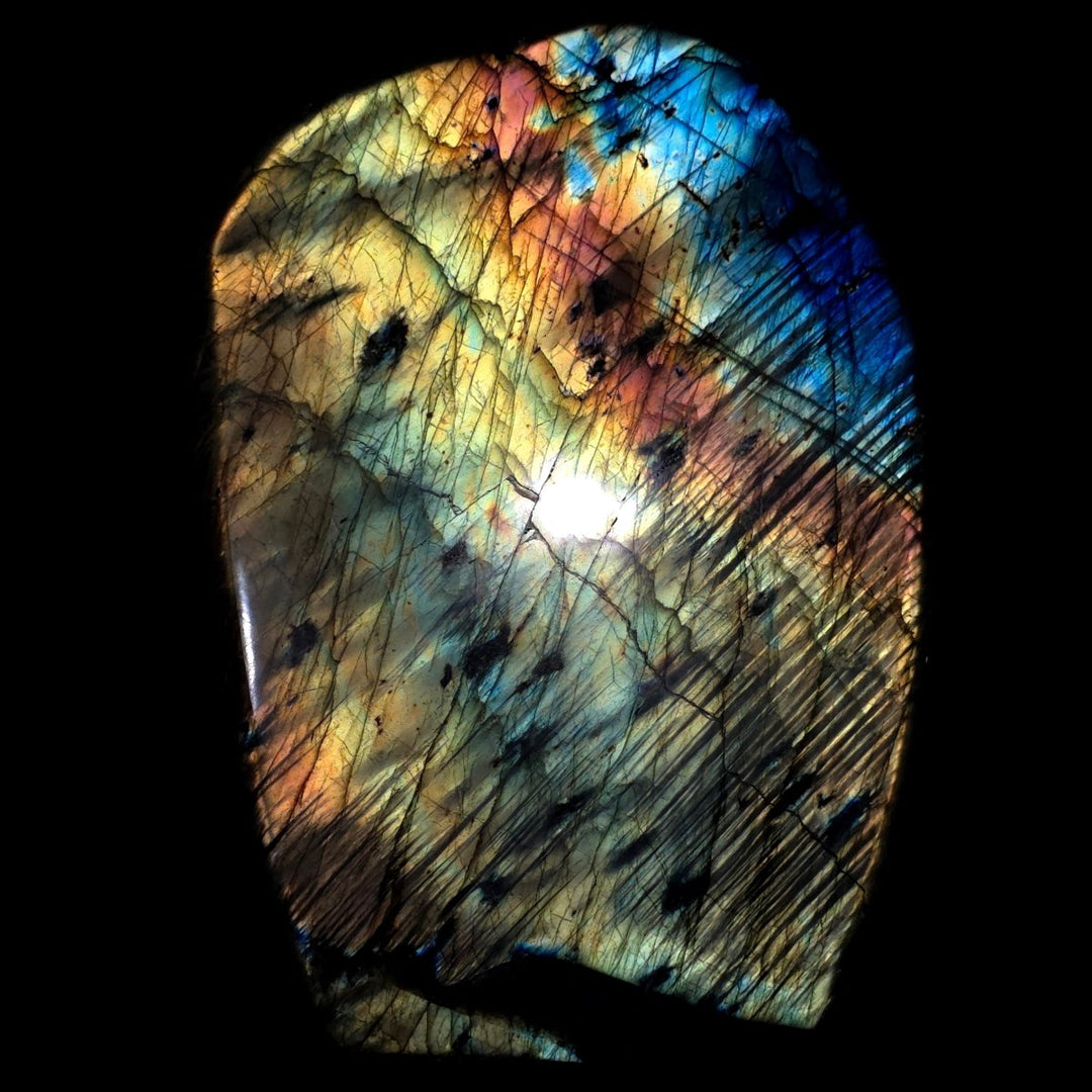 Labradorite Slice Large 18 Lb Spectrolite Gemstone, Rainbow Sunset Crystal Slab Freeform - Earth Perfection