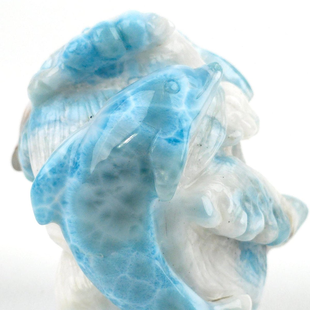 Larimar Dolphin Carving, Blue Atlantis Stone, Crystal Sculpture - Earth Perfection