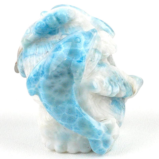 Larimar Dolphin Carving, Blue Atlantis Stone, Crystal Sculpture - Earth Perfection