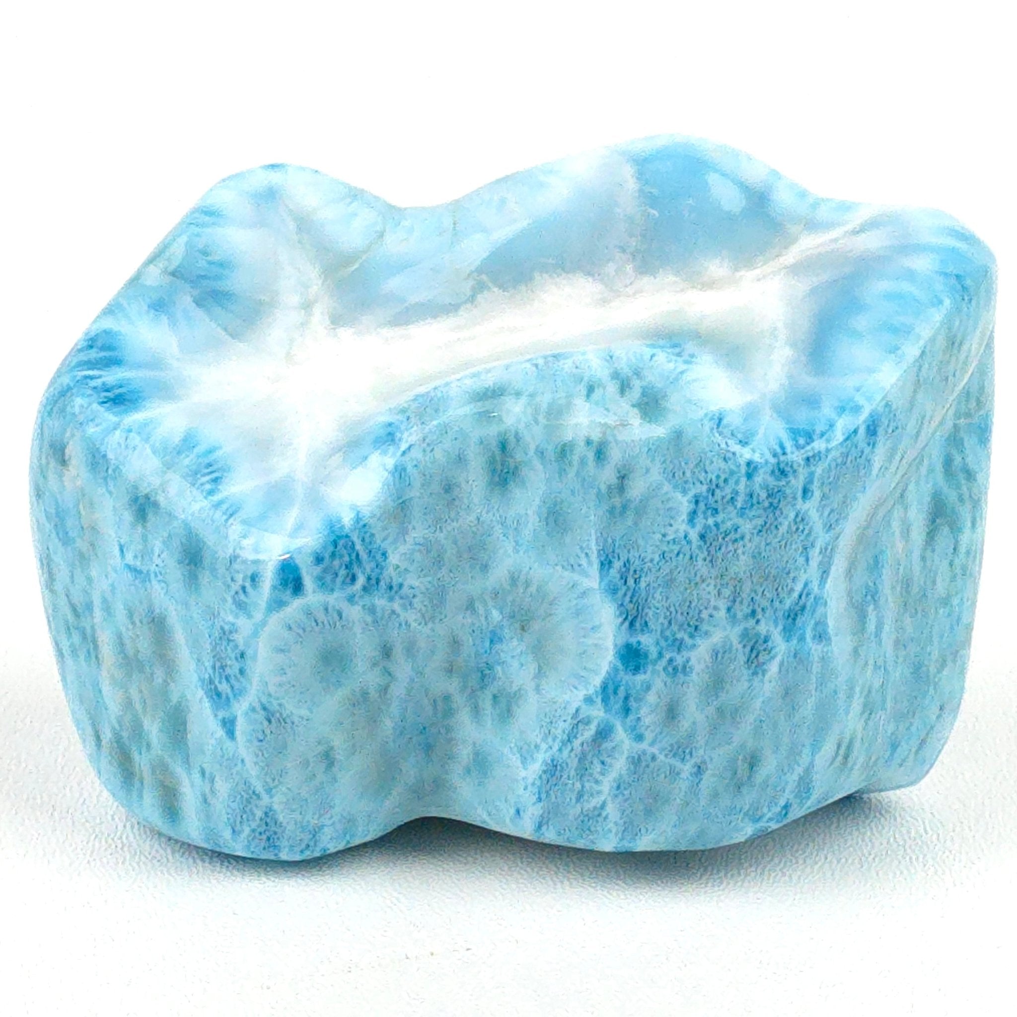 Larimar Stone Freeform, Rare Large 1.2 Lbs, Polished Blue Larimar Crystal - Earth Perfection
