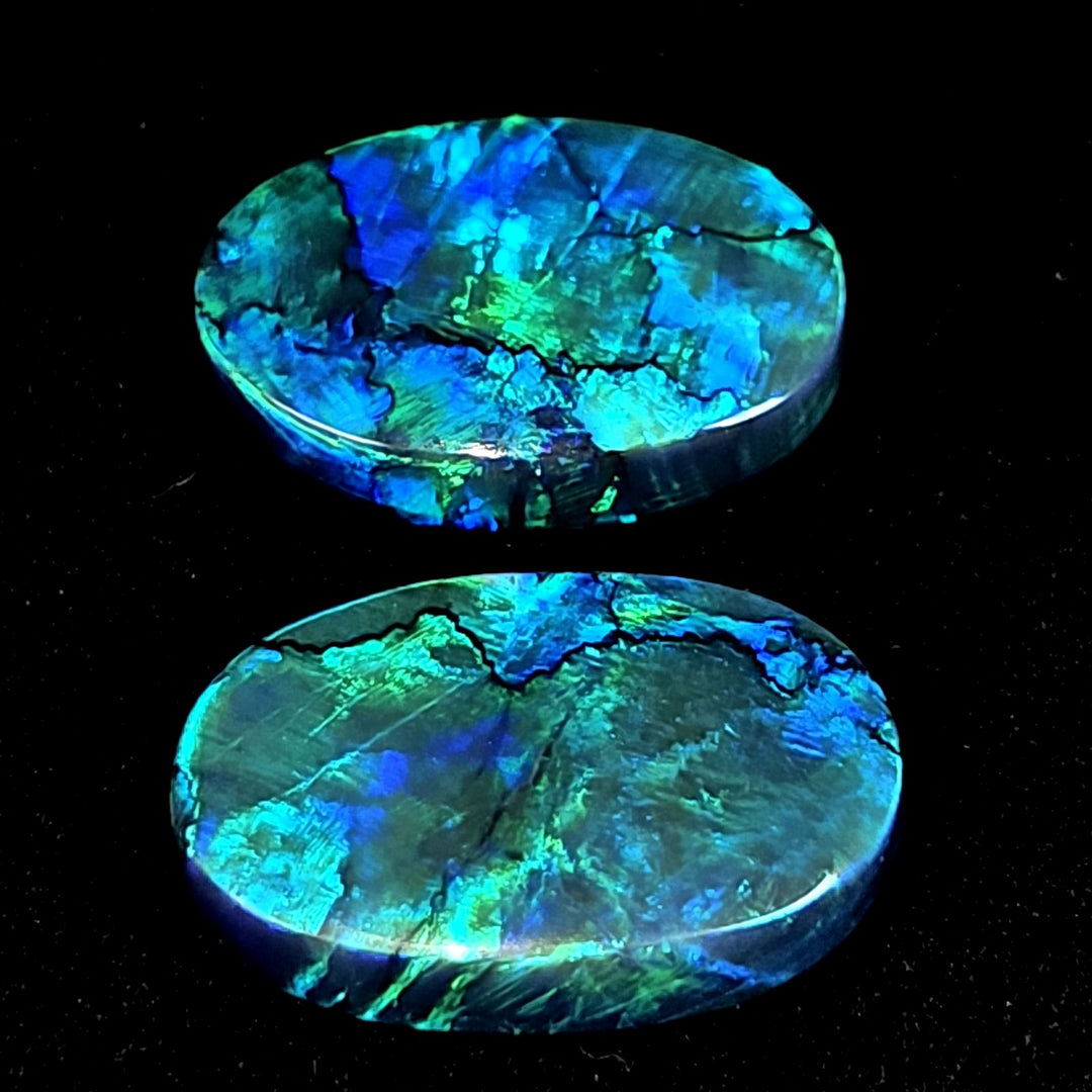 Lightning Ridge Black Opal SET! Large 29cts Natural Blue Green Australian Black Opal Pair! - Earth Perfection