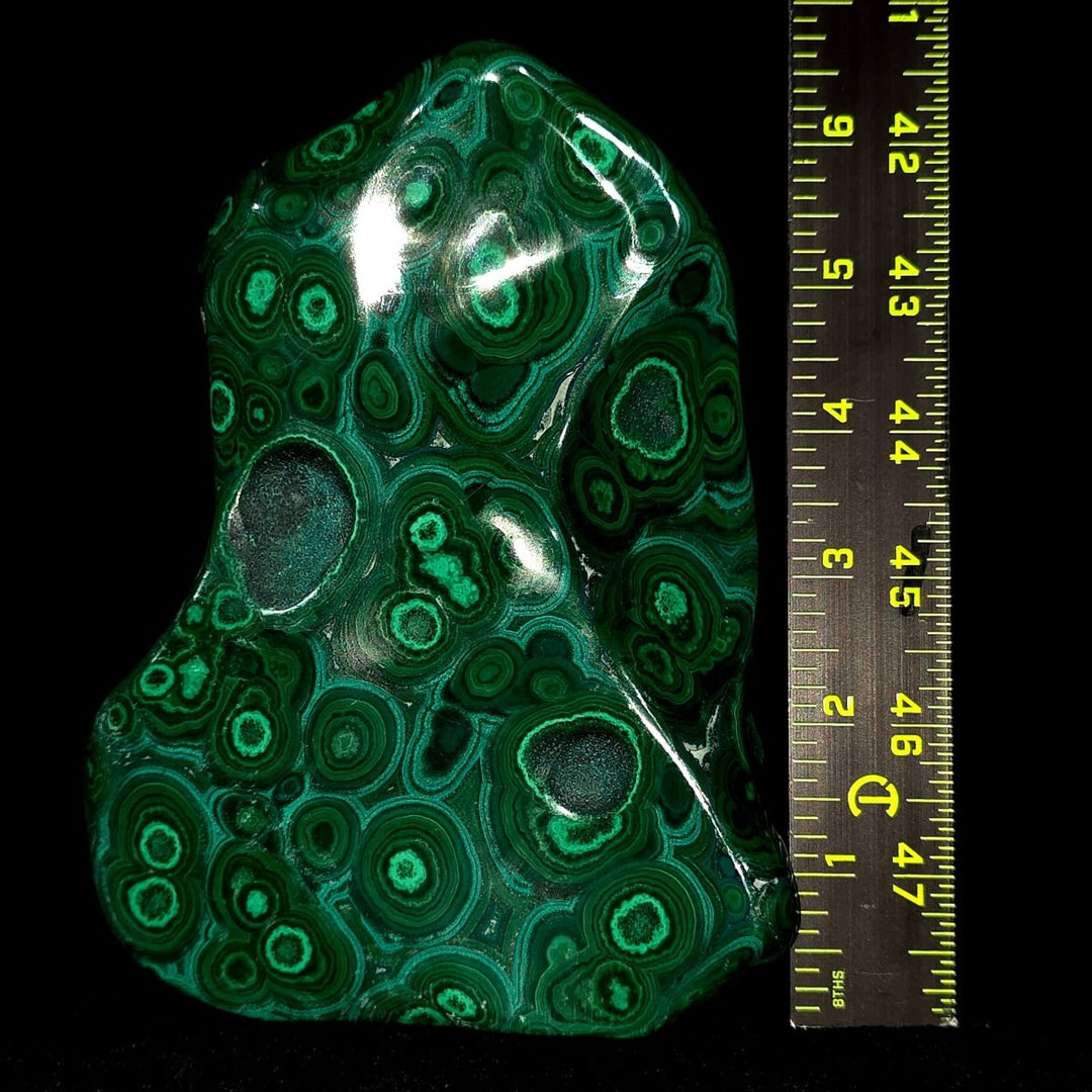 Malachite Chrysocolla Stone Slab Freeform, Large 7" Polished Green African Crystal - Earth Perfection