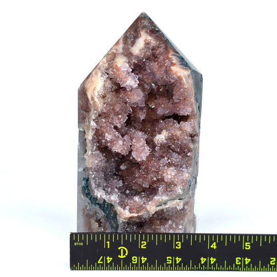 Pink Amethyst Crystal Cluster, Druzy Stalactites & Lodolite Garden Quartz Inclusions - Earth Perfection