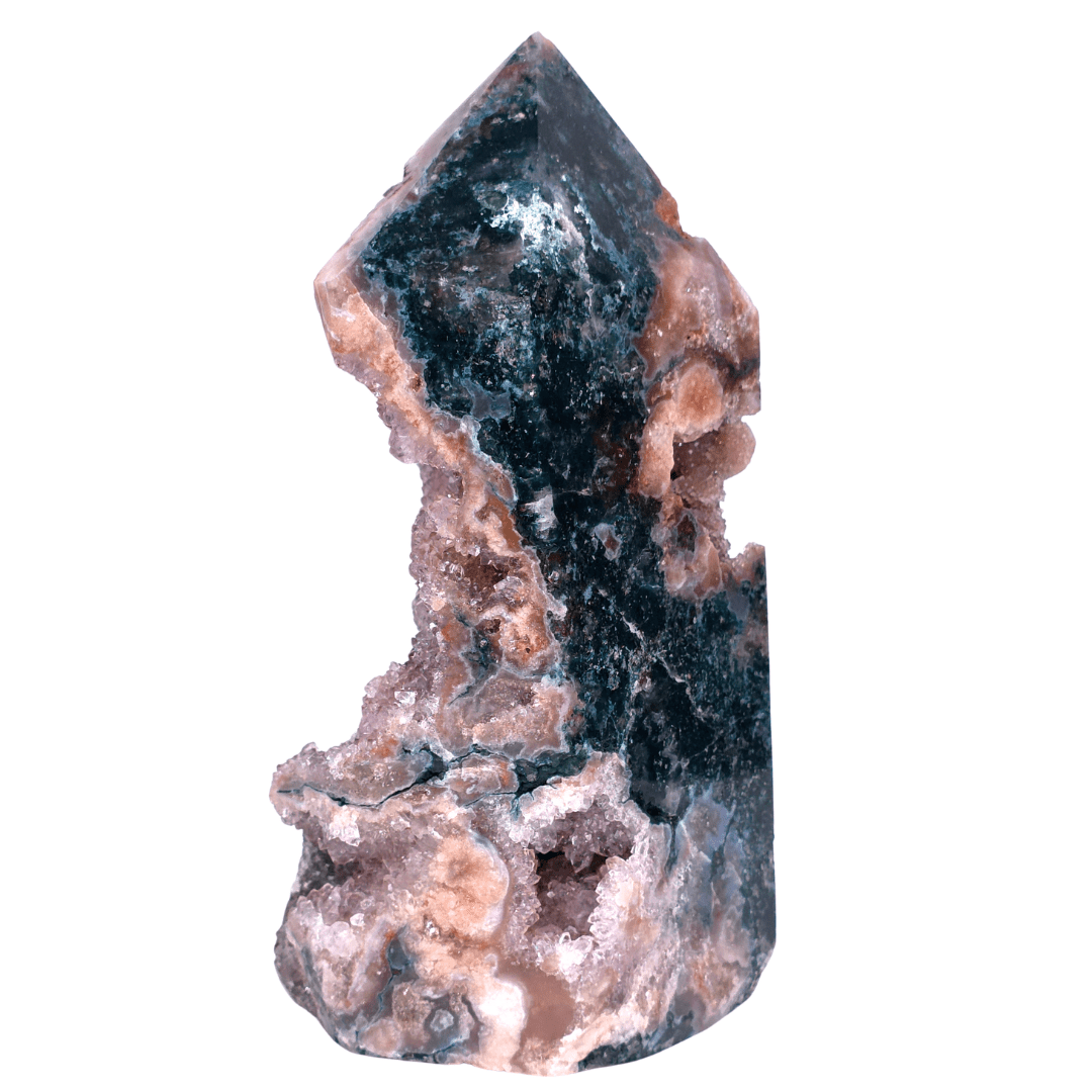 Pink Amethyst Crystal Cluster, Druzy Stalactites & Lodolite Garden Quartz Inclusions - Earth Perfection