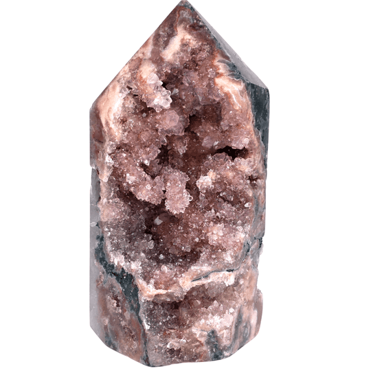 Pink Amethyst Crystal Cluster, Druzy Stalactites & Lodolite Garden Quartz Inclusions - Earth Perfection